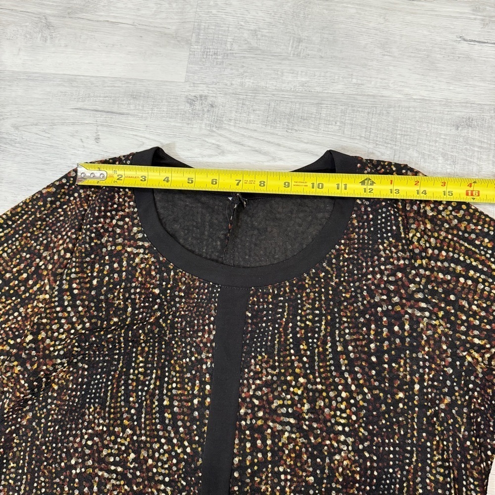 Allison Daley Tunic Blouse Earthtone Brown, Cream, Red Polka Dot 3/4 Sleeve - Picture 16 of 17